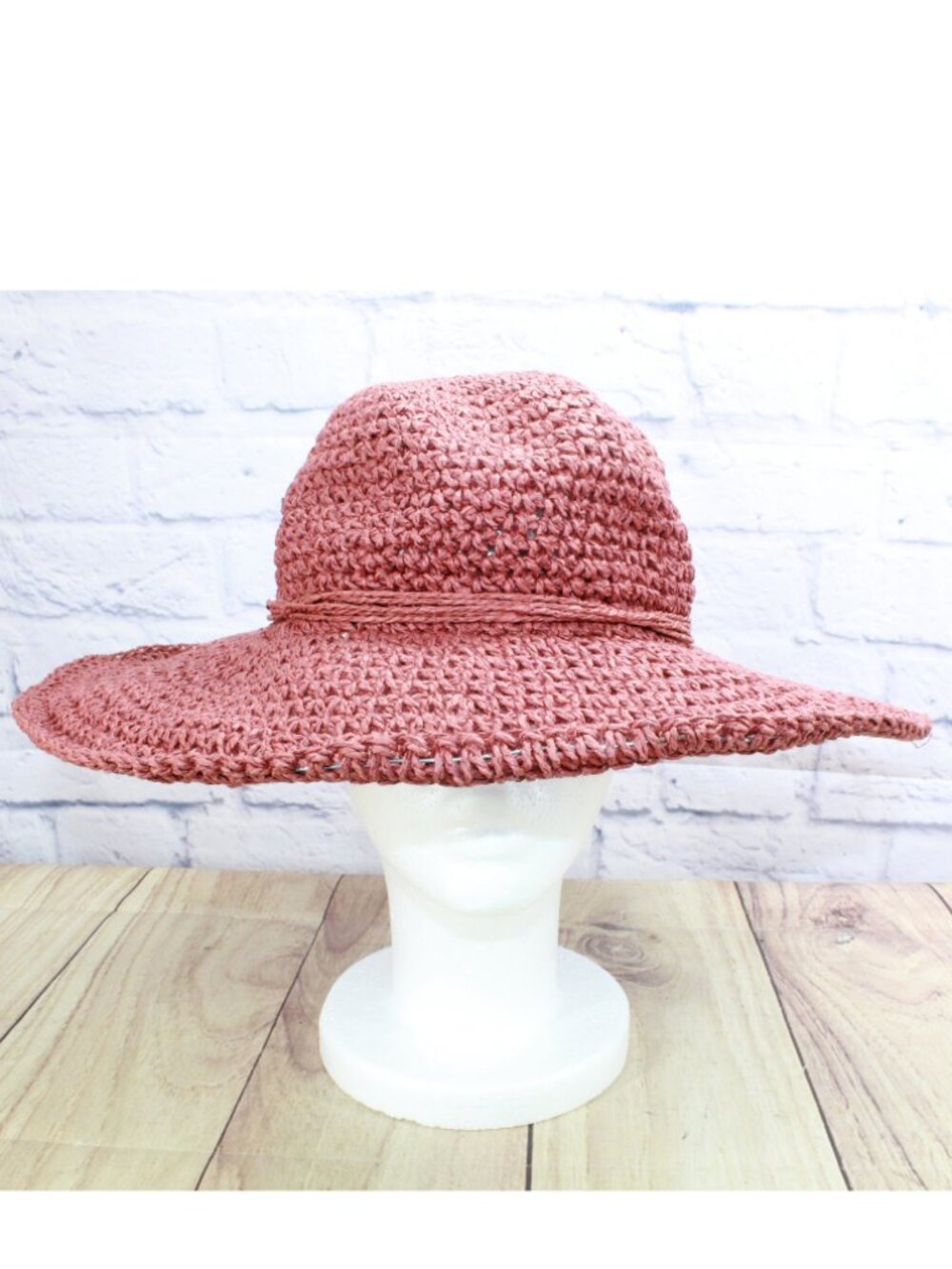 Broner Women's Wide Brim Straw Sun Hat Burnt Orange Adjustable Size One Size